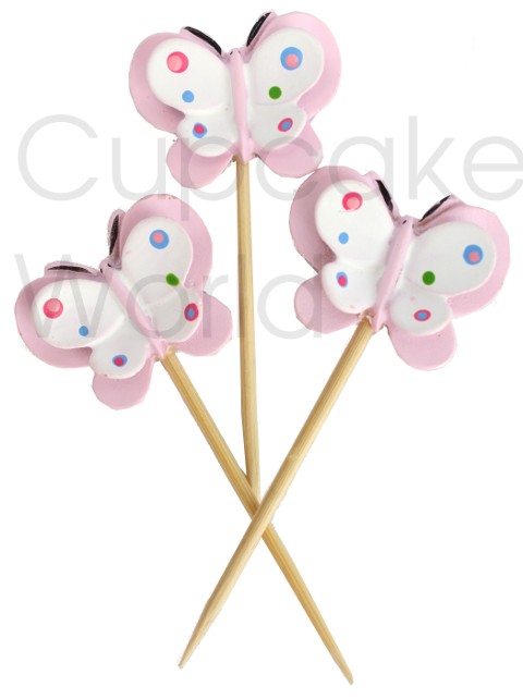 ROBERT GORDON PINK BUTTERFLY CUPCAKE MINIATURE TOPPER 5pc - Click Image to Close
